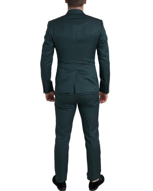 Dolce & Gabbana Blue Green 3 Piece Single Breasted Martini Suit for men