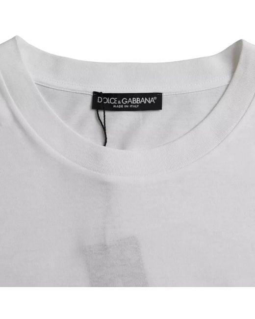 Dolce & Gabbana Gray Cotton Round Neck Short Sleeve T-Shirt for men