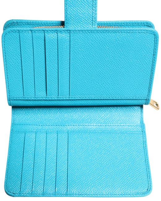 Dolce & Gabbana Blue Leather Bifold Continental Clutch Wallet for men