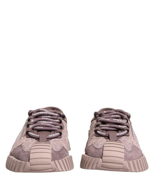 Dolce & Gabbana Pink Lace Ns1 Low Top Sneaker Sports Shoes