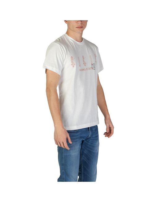 Replay Gray White Cotton T for men