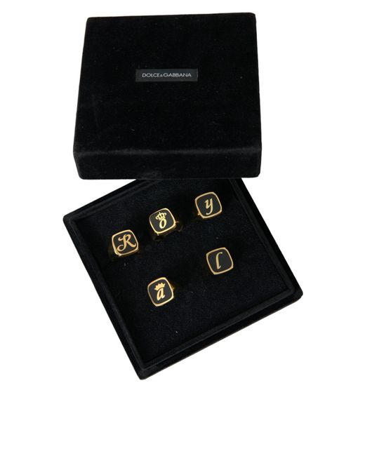 Dolce & Gabbana Multicolor Brass Royal Enamel Set Of 5 Ring