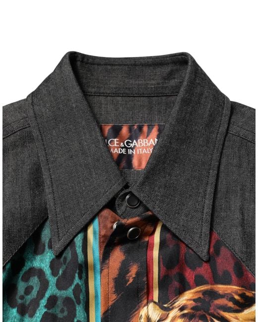Dolce & Gabbana Red Tiger Leopard Print Silk Shirt Co+02+Se for men
