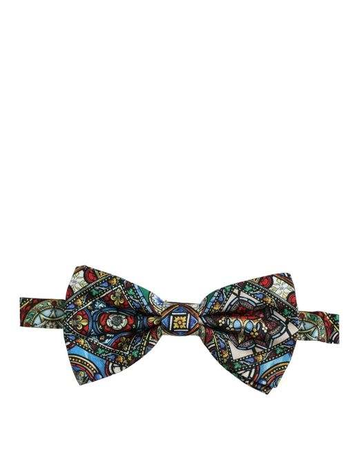 Dolce & Gabbana Black Men Multicolor Sicilian Adjustable Neck Papillon Bow Tie for men
