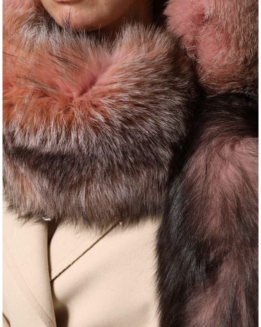 Dolce & Gabbana Pink Frost Fox Fur Neck Warmer Winter Scarf