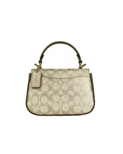 COACH Metallic Lysa Top Handle Bag Crossbody Champagne Gold
