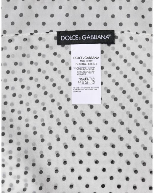 Dolce & Gabbana Gray Polka Dots Polyester Wrap Shawl Scarf
