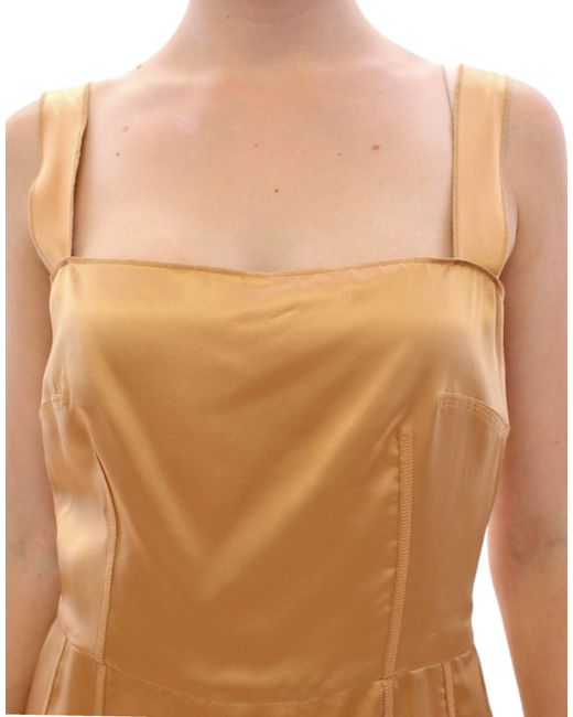 Dolce & Gabbana Multicolor Dolce Gabbana Bronze Silk Sheath Dress