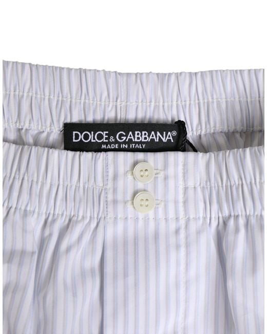 Dolce & Gabbana Purple White Blue Cotton Striped Button Fly Shorts Swimwear for men