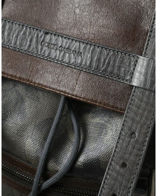 Dolce & Gabbana Black Elegant Canvas & Leather Backpack for men