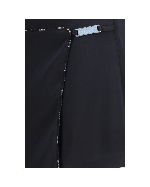 Gcds Blue Black Polyester Short And Mini Shorts