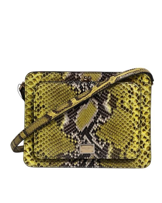 【VIP価格】DOLCE&GABBANA Green Exotic Leather Crossbody Bag Dolce & Gabbana Green Exotic Leather Dg Plaque Crossbody