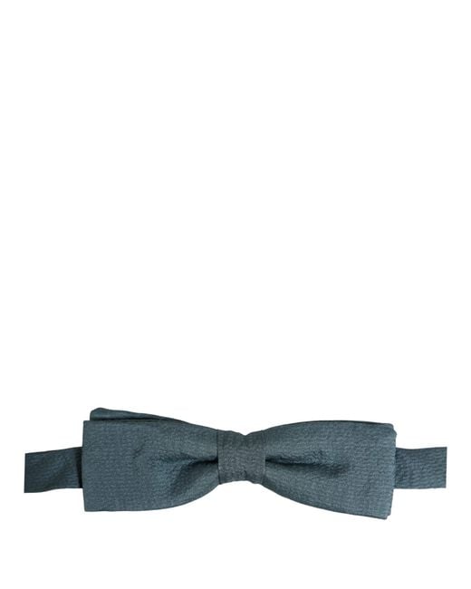Dolce & Gabbana Men Steel Blue 100% Silk Adjustable Neck Papillon Bow Tie for men