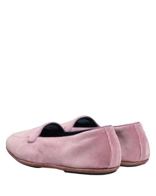 Dolce & Gabbana Pink Velvet Slip On Men Flats Loafers Shoes for men