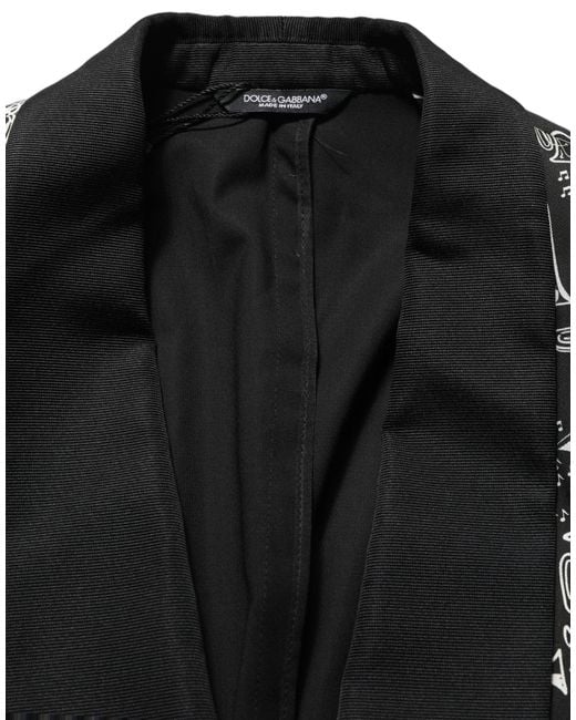 Dolce & Gabbana Black Crystal Embellished Coat Blazer Jacket for men