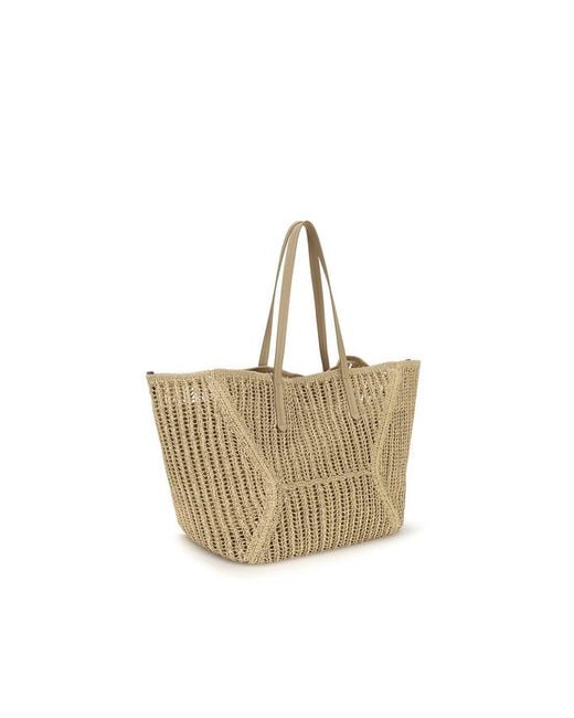 Brunello Cucinelli White Beige Raffia Handbag