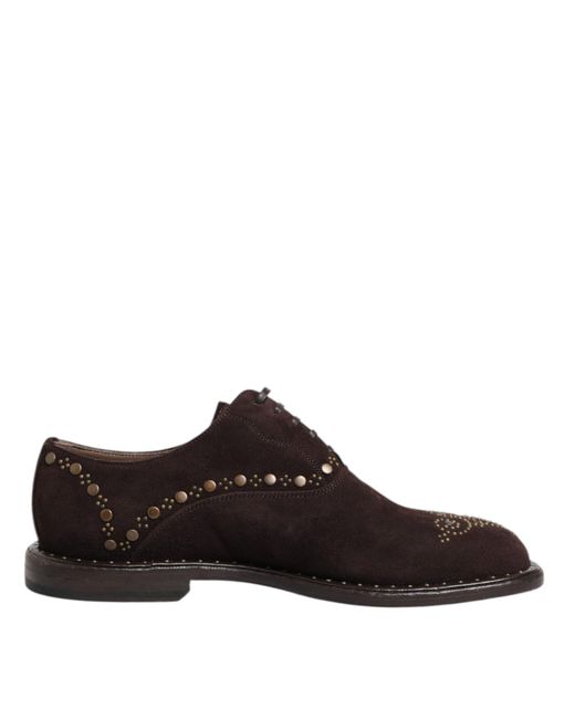 Dolce & Gabbana Brown Velvet Lace Up Oxford Dress Shoes for men