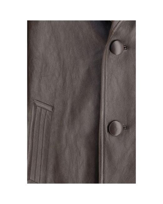 Prada Brown Lamb Leather Leather Jacket for men