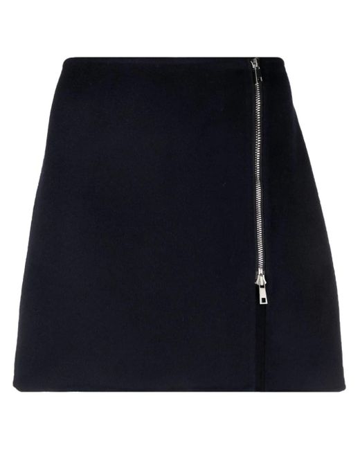 P.A.R.O.S.H. Black Zip-up Wool Miniskirt - M Blu