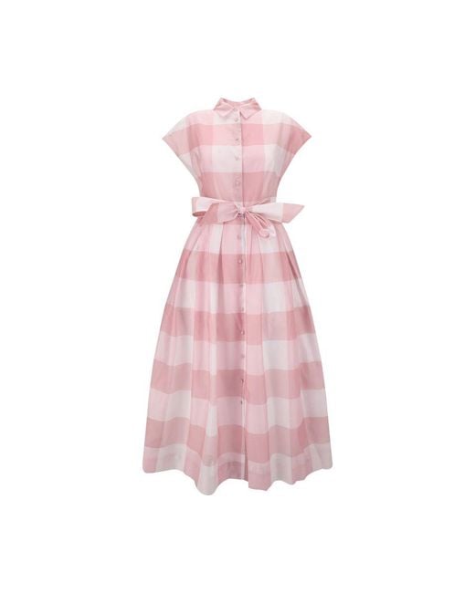 Sara Roka Pink Chemisier Check Dress