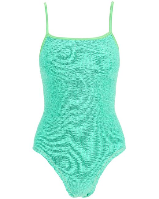Reina Olga Green High-Waisted Neon One-Piece Swimsuit With Adjustable Straps