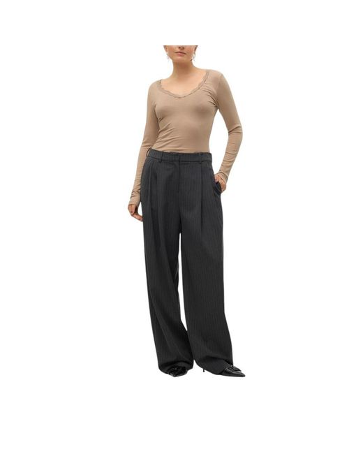 Vero Moda Gray Polyester Casual Pants