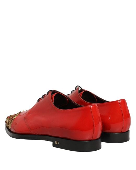 Dolce & Gabbana Red Embellished Men Derby Dress Formal Shoes for men