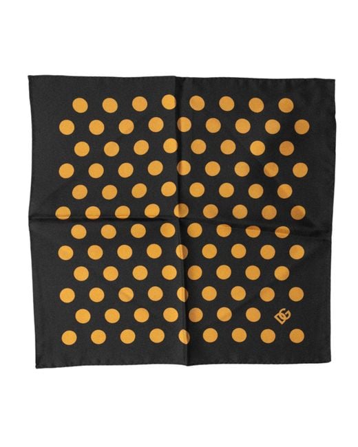 Dolce & Gabbana Black Polka Dot Square Handkerchief Scarf for men