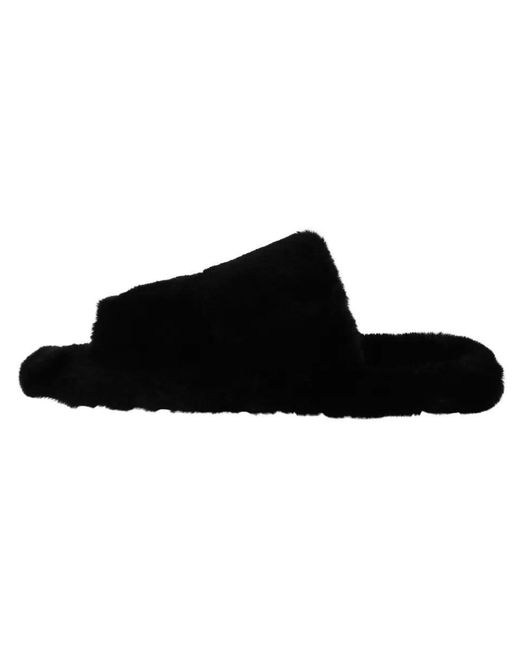 Dolce & Gabbana Black Polyester Faux Fur Mens Flats Sandals Shoes for men