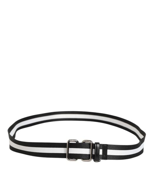 Dolce & Gabbana Black Striped Buckle Belt for men