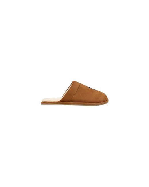 Ralph Lauren Brown Textile Slippers for men