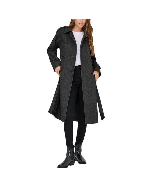 ONLY Black Gray Recycled Polyester Coat