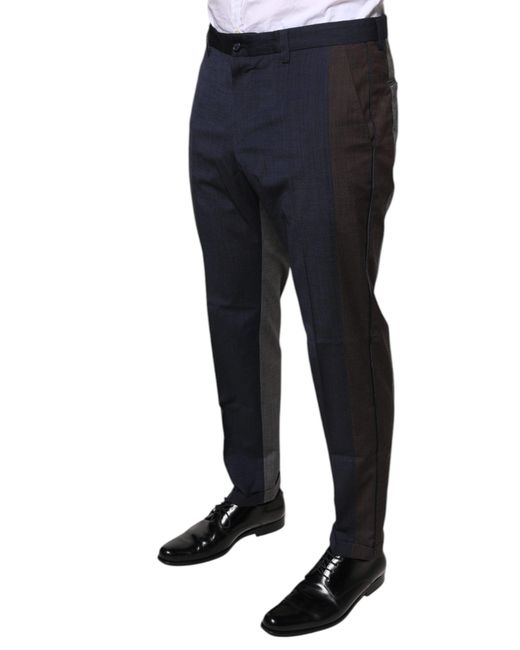 Dolce & Gabbana Blue Cotton Wool Formal Dress Pants for men