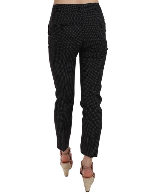 Dolce & Gabbana Black Dolce Gabbana Polka Dot Slim Capri Trousers Tapered Pants