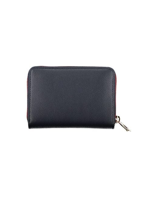 Tommy Hilfiger Blue Sleek Multipurpose Wallet With Zip Closure