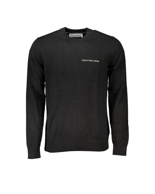 Calvin Klein Sleek Long Sleeve Crew Neck Sweater With Logo in Black for Men Lyst UK