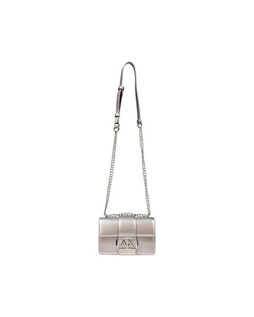 ARMANI EXCHANGE Metallic Gray Polyester Handbag
