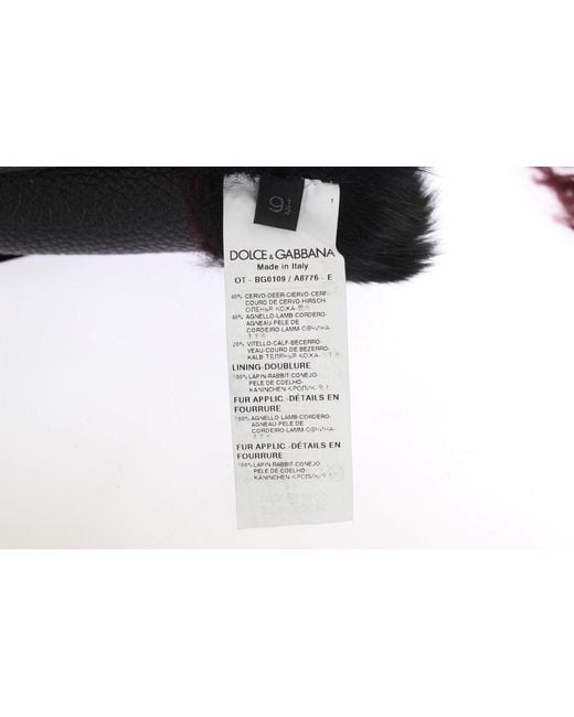Dolce & Gabbana Black Leather Shearling Gloves for men
