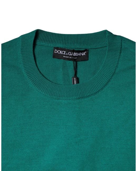 Dolce & Gabbana Green Wool Knit Crew Neck Pullover Sweater for men