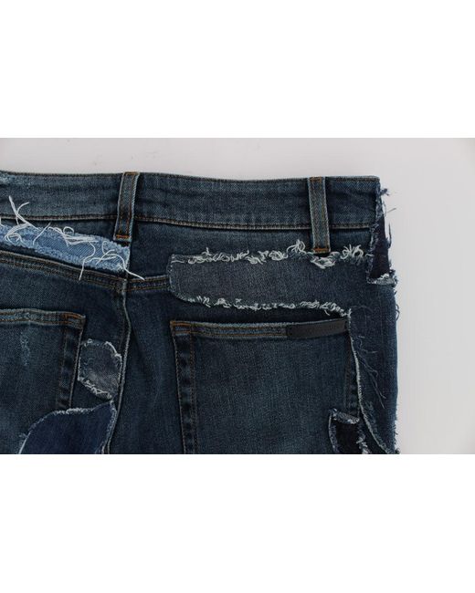 Dolce & Gabbana Blue Stretch Patchwork Jeans Shorts
