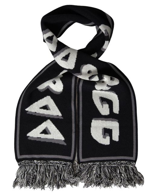 Dolce & Gabbana Black Cashmere Knitted Wrap Shawl Fringe Scarf for men