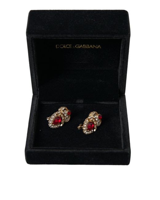 Dolce & Gabbana Red Sterling Plated Crystals Jewelry Earrings