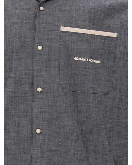 Armani Exchange Gray Dark Denim Short Sleeve Shirt for men