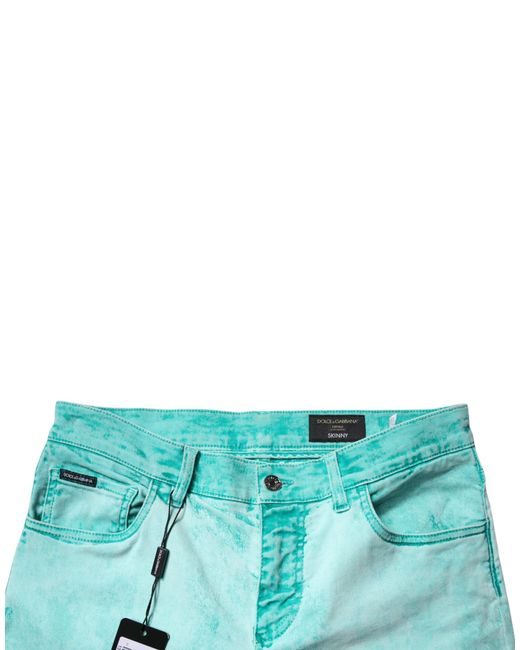 Dolce & Gabbana Blue Slim Fit Acid Wash Jeans for men