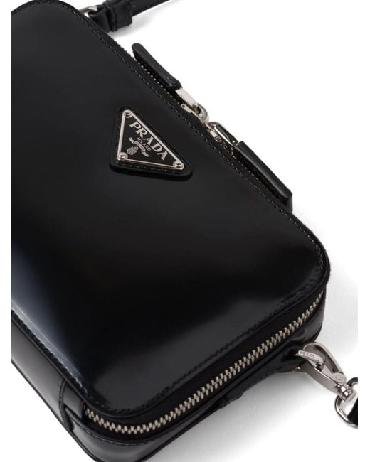 Prada Black Small Brique Brushed Crossbody Bag for men
