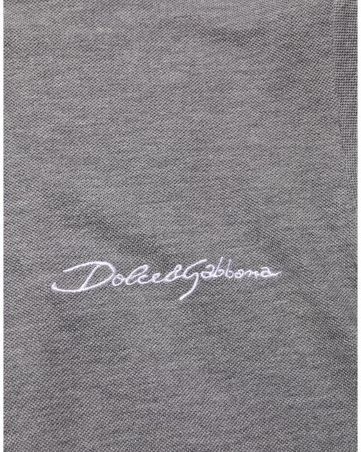 Dolce & Gabbana Gray Logo Embroidery Collared Polo T for men