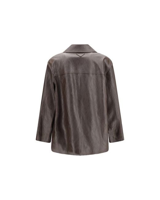 Saint Laurent Brown Black Wool Oves Aries Leather Jacket for men