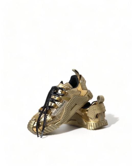 Dolce & Gabbana Green Metallic Gold Ns1 Low Top Sneakers Shoes