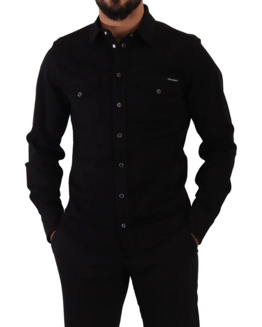 Dolce & Gabbana Black Slim Fit Casual Designer Shirt for men