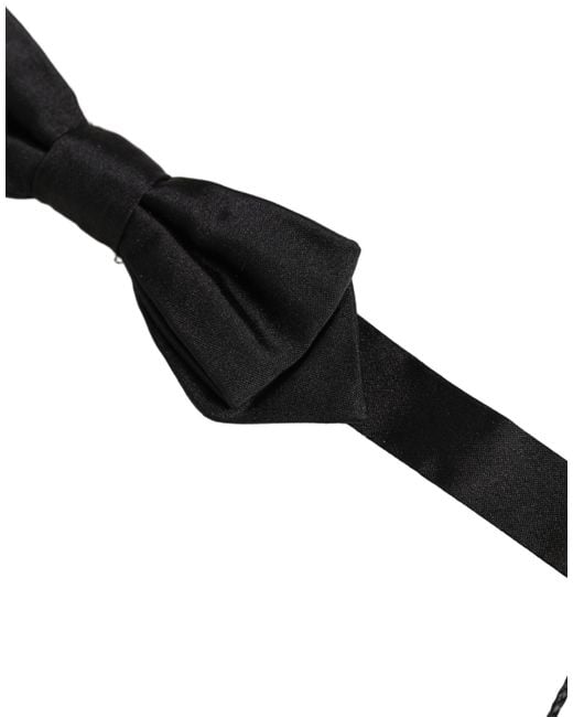 Dolce & Gabbana Men Black 100% Silk Adjustable Neck Papillon Bow Tie for men